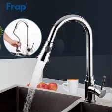 Змішувач для кухні Frap F6052 з висувним виливом, 2 режими, хром