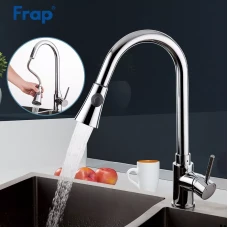 Змішувач для кухні Frap F6052 з висувним виливом, 2 режими, хром