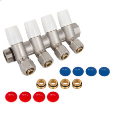 Колектор ITAL 4 вих. нік. 3/4"x16*2 з рег. вентилями+перехід під нг {25}