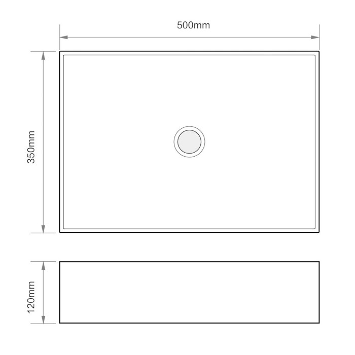 Умывальник накладной прямоугольній 500x350x120 MIXXUS PREMIUM QUADRO-0104 керамика