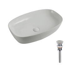 Раковина накладная Qtap Robin 500х380х140 мм, Stone grey, прямоугольная, с донным клапаном QT04116302SG