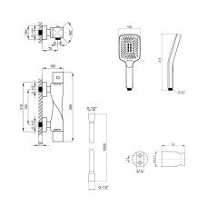 Акционный набор Qtap: Смеситель для душа Zkrouceny QTZKR40T105C+Лейка Rucni QTRUC125CRM45954+Шланг Hadice QTHADPVC160C+Держатель QTCRMA030