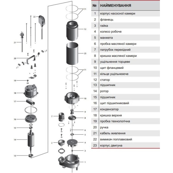 Насос дренажно-фекальный  SPRUT  V 180 F 9м3/ч, 7,7м 350 Вт