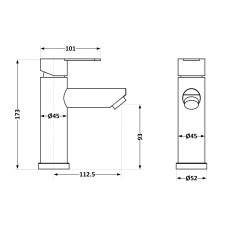 Смеситель для раковины Brinex Pure 001F низкий  Graphite BRIPUR001FGRP