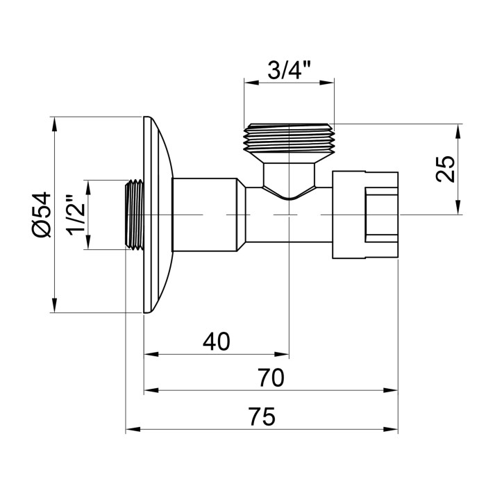 Кран приборный буксовый Icma 1/2"х3/4" угловой №519