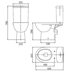 Унитаз-компакт Kolo FREJA 3/6 L8920401U с дюропластовым сиденьем, Soft close Click2Clin
