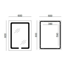 Дзеркало Lidz Kubis 600х800 з LED-підсвічуванням Touch, з антизапітнінням, з диммером,з регулюванням яркости LD78LF9376080