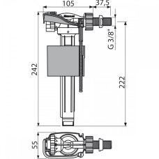 A160-3/8 Впускний механізм бок. латунь 3/8" {70}