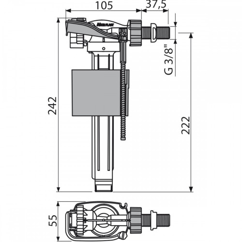 A160-3/8 Впускний механізм бок. латунь 3/8" {70}