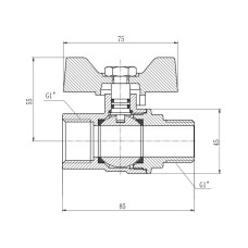 Кран шаровой SD Forte 1" ВН для газа (бабочка) SF607G25