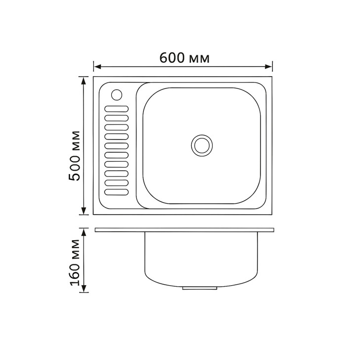 Кухонная мойка Brinex 6050-R 0,6 мм Satin (BRIN6050RSAT06)
