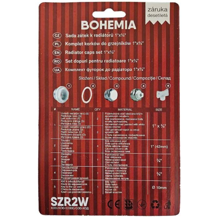 Комплект футорок для подключения радиаторов 1 х 1/2 BOHEMIA Комплект футорок для подключения радиаторов 1 х 1/2 BOHEMIA