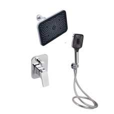 Комплект для душа Qtap Namesti Chrome: Смеситель QTNAM6225102NC + Лейки (QTRUC125CRM45954,QTHLA107CRM45784) + Шланг QTHADPVC200C + QTCRMBH130