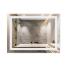 Зеркало прямоугольное LED 80х60 MIXXUS Warm контур, часы, с антизопотев.
