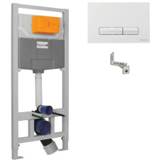 Инсталляция IMPRESE i-FRAME 3в1 с подвесным унитазом VOLLE Cadiz Rimles, дюропластовым сиденьем slim soft-close и хромированной кнопкой Pani  1339.001000+i9120C