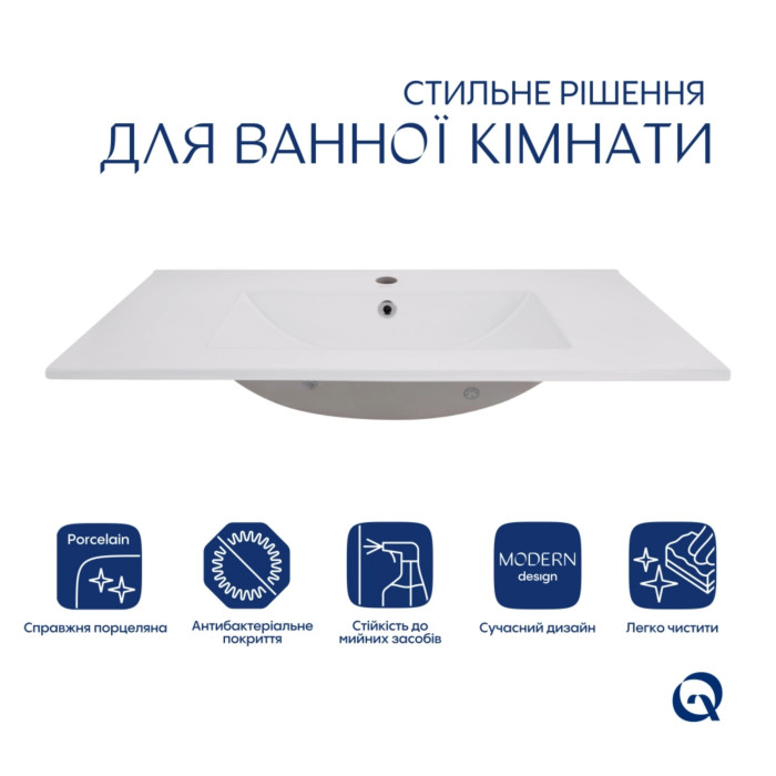 Комплект Albatross: Раковина врезная мебельная 820x460x180 мм, White, прямоугольная + Донный клапан Pop-up PU02O