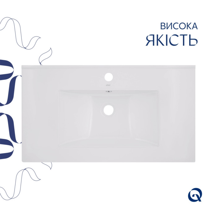Комплект Albatross: Раковина врезная мебельная 820x460x180 мм, White, прямоугольная + Донный клапан Pop-up PU02O
