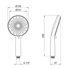 Лейка для ручного душа Lidz Niagara 32 120 мм округлая LDNIA32GRP48536 Graphite