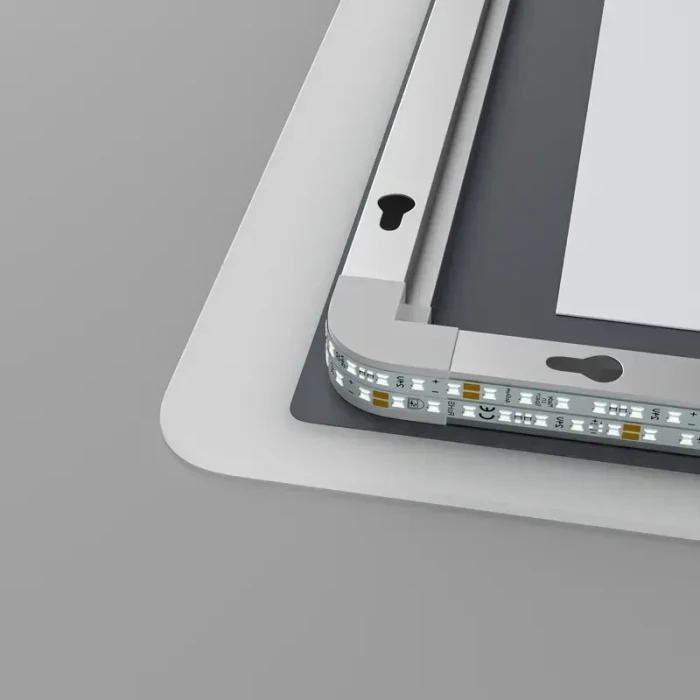 Дзеркало прямокутне LED 80х60 MIXXUS Premium Olivary Reverse контур, с антизапотев., димер