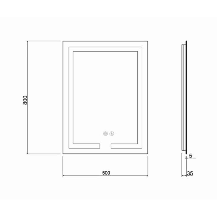Дзеркало Qtap Mideya (DC-F936) 500х800 з LED-підсвічуванням Touch, з антизапітнінням, диммером QT2078F936W