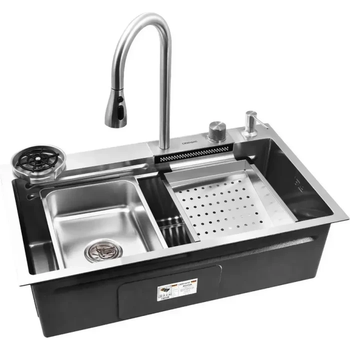 Мойка прямоугольная 720х460х230 Mixxus PREMIUM Водопад 3.0/0.8 мм нерж+дозатор+сушилка+смеситель