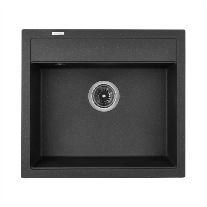 Мойка GRANADO LERIDA 560x510x200 прямоуг. black shine + сифон
