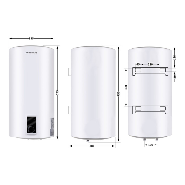 Водонагрівач електричний Thermo Alliance 50 л SLIM вертикальний сухий ТЕН 2,0 кВт D50V20J(D)1-K