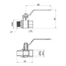Кран шаровой SD Plus 1/2" ВН для воды (рычаг) SD605W15
