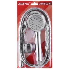 Душовий набір ZERIX  лійка, шланг, тримач, хром ZX3068