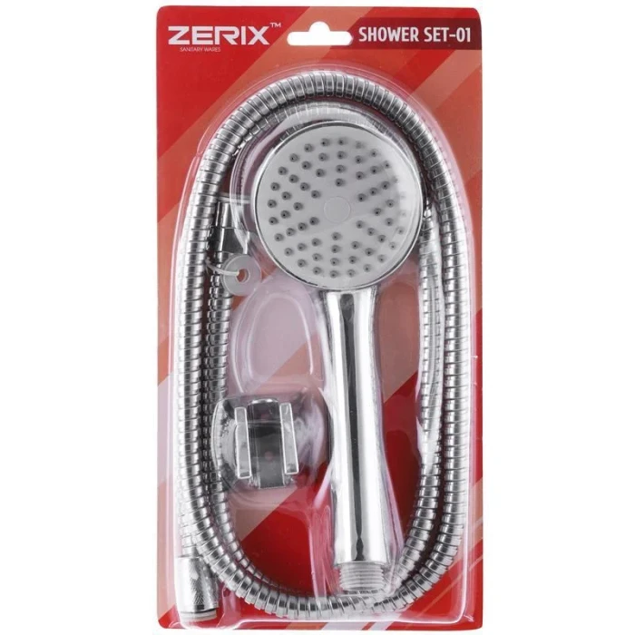Душовий набір ZERIX лійка, шланг, тримач, хром ZX3068