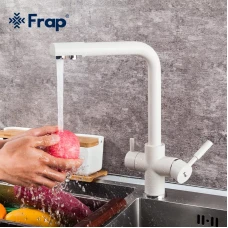 Змішувач для кухні Frap F4352-24 на дві води, білий