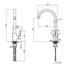 Змішувач для кухні з нержавіючої сталі бежевий LIDZ Aria (COL) 12 32 015F-8