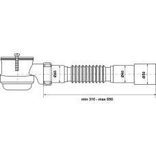 Сифон для душових піддонів Kronoplast П1000 1 1/2″ із гнучкою трубою Ø40 x 40/50 (SG09000033)