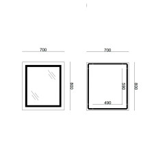 Дзеркало Lidz Kubis 700х800 з LED-підсвічуванням Touch, з антизапітнінням, з диммером,з регулюванням яркости LD78LF9048070