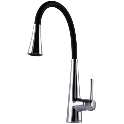 Смеситель для кухни GLOBUS Lux Lazer Pro силиконовый  гусак черный/хром (на гайке) (GLPR-203SM-00)