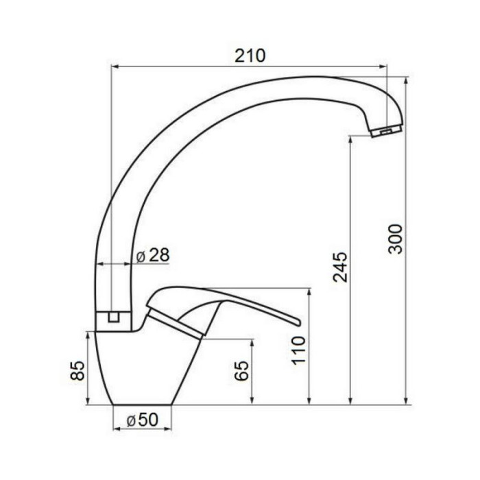Смеситель для кухни GF Italy (WHI)/S- 03-012F U на гайке (k40)