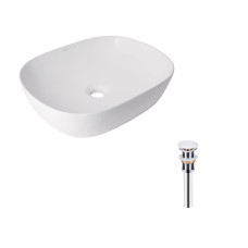 Комплект Qtap Aquarius: Раковина накладная прямоугольная 470x380x120 мм White + Донный клапан PU02