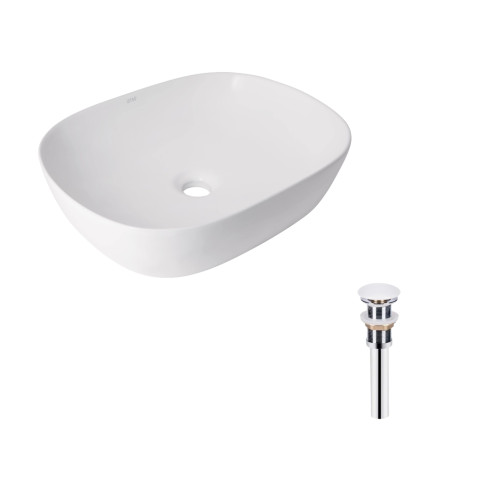 Комплект Qtap Aquarius: Раковина накладная прямоугольная 470x380x120 мм White + Донный клапан PU02