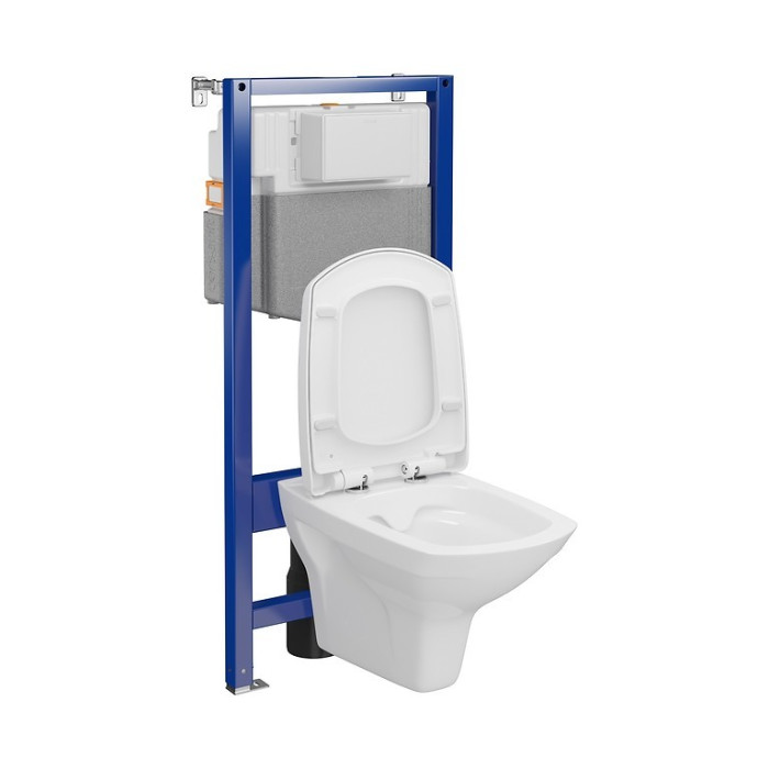 Инсталляция CERSANIT AQUA 50 QF с подвесным унитазом Carina CleanOnі и дюропластовым сиденьем Slim, микролифт, легкое снятие S701-816