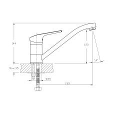 Смеситель для кухни  KOLLER POOL TWIST d-35, хром