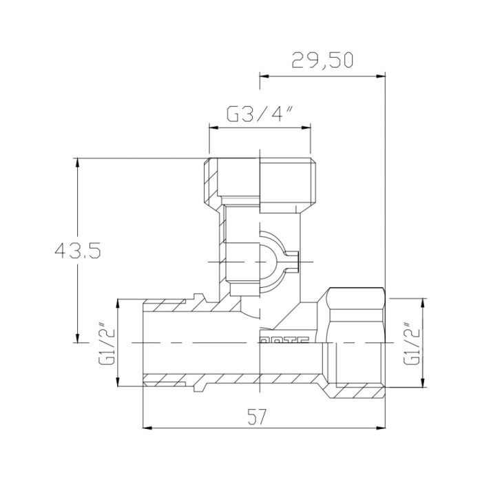 Кран приборный шаровой SD Forte 1/2"х3/4"х1/2" SF186W152015