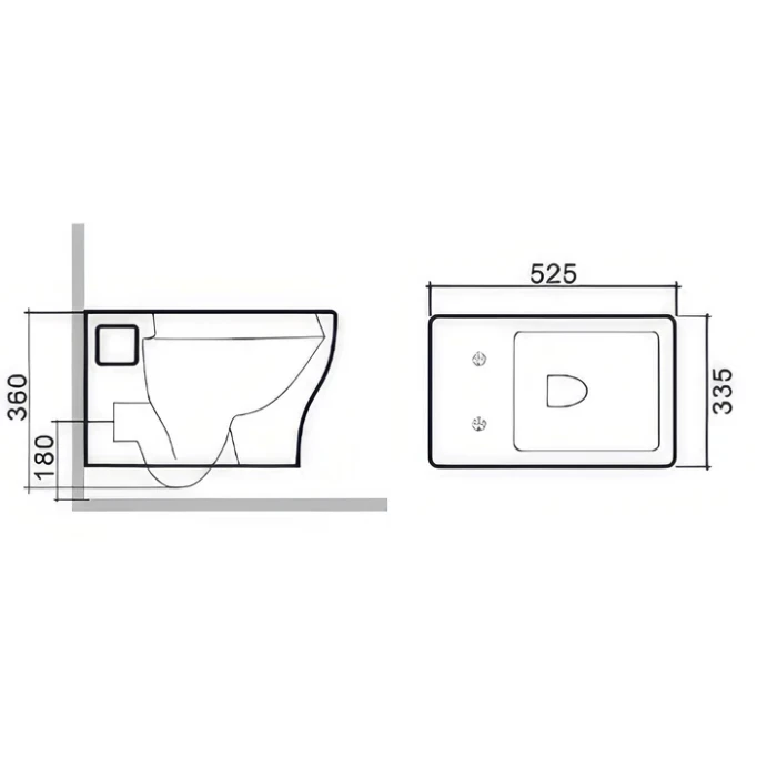 Комплект инсталляции NKP + Унитаз RJ FLEX Rimless slow-closing, кнопка NKP прямоугольная хром