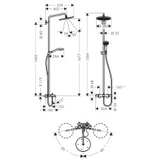 Душевая система с термостатом Croma Select 280 Air 1jet Showerpipe, хром