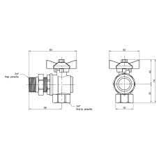 Кран шаровой "Американка" SD Plus угловой 3/4" ВН SD222W20