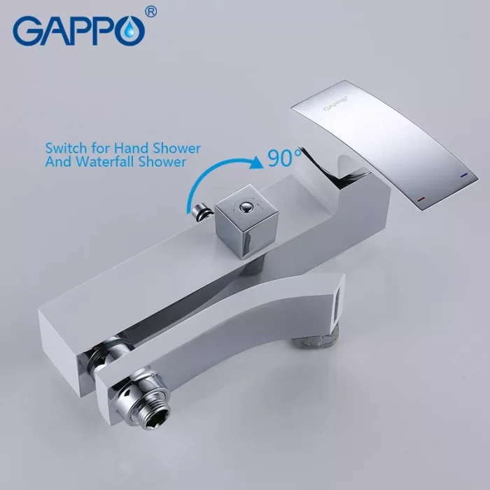 Душова система GAPPO G2407-8, вилив - перемикач на лійку, білий/хром