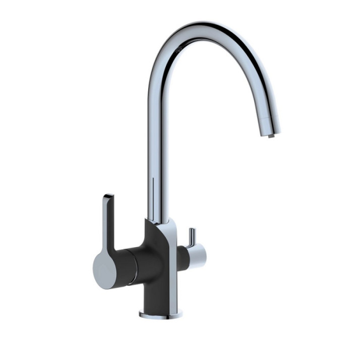 Смеситель для кухни  Q-TAP Grand d-35, под фильтр, U-образный хром/черный