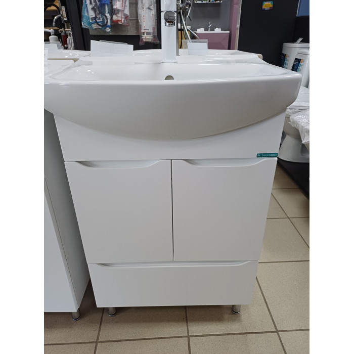 Тумба для умивальника 55-Cersania АКВА Barco Blanco (2дв,1ящ)