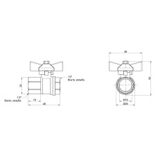 Кран шаровой SD Plus 1/2" ВР для воды (бабочка) SD602W15