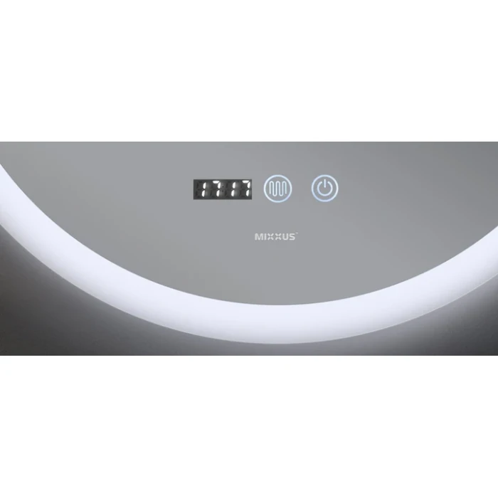 Зеркало круглое LED 60 MIXXUS Plain контур, часы, с антизопотев.