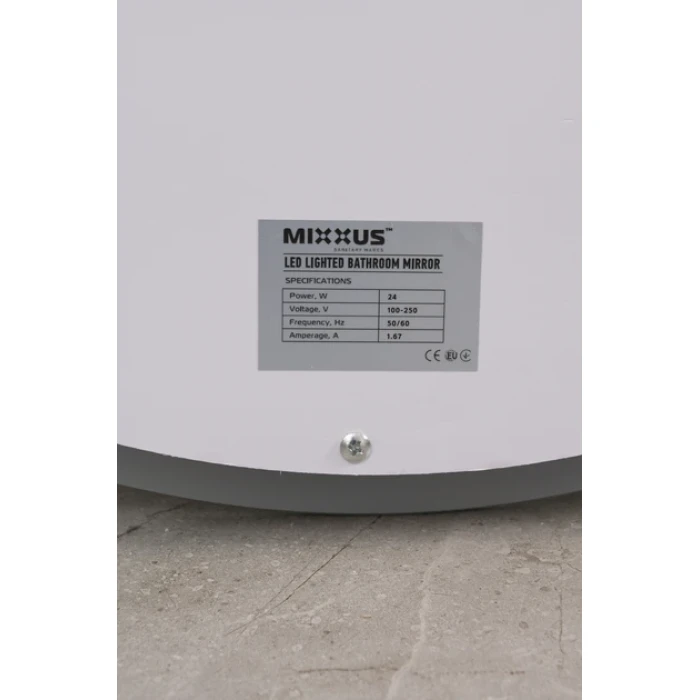 Зеркало круглое LED 60 MIXXUS Plain контур, часы, с антизопотев.
